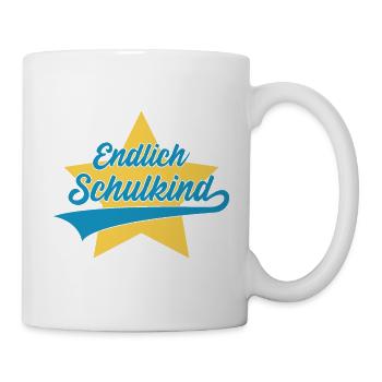 EINSCHULUNG SCHULE ENDLICH SCHULKIND - Tasse - Weiß - Rechts