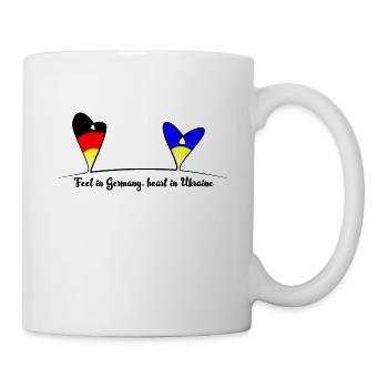 Feet in Germany, heart in Ukraine - Tasse - Weiß - Rechts