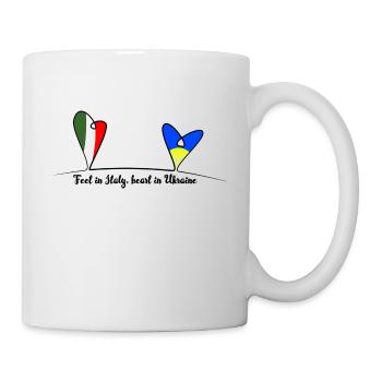 Feet in Italy, heart in Ukraine - Tasse - Weiß - Rechts