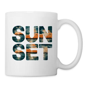 Strand Sunset Beach Sonnenuntergang Meer - Tasse - Weiß - Rechts