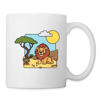 Lion amical dans la savane en Afrique - Mug blanc - blanc - Droite