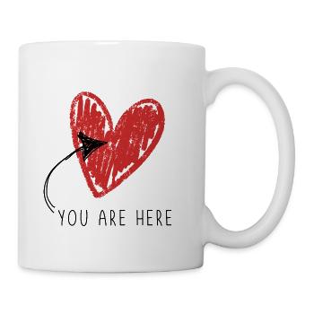 Vous êtes ici – Dans mon cœur – Aimez la Saint-Valentin - Mug blanc - blanc - Droite