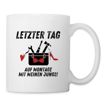 Dernier jour de l’assemblée avec mes garçons - Enterrement de vie de garçon - Mug blanc - blanc - Droite