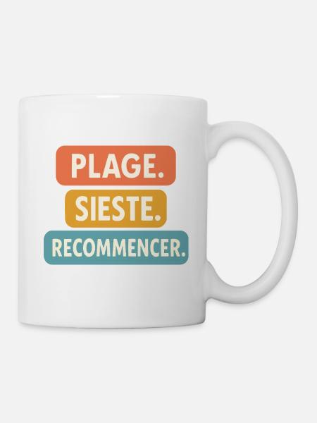 Motif été "Plage Sieste." Cadeau vacance Tenue été - Mug blanc - blanc