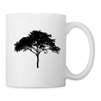 Stammbaum des Lebens mit Ästen, Blättern + Stamm - Tasse - Weiß - Rechts