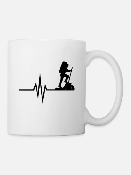 Mein Herz schlägt für Wandern - Natur Berge Wald - Tasse - Weiß