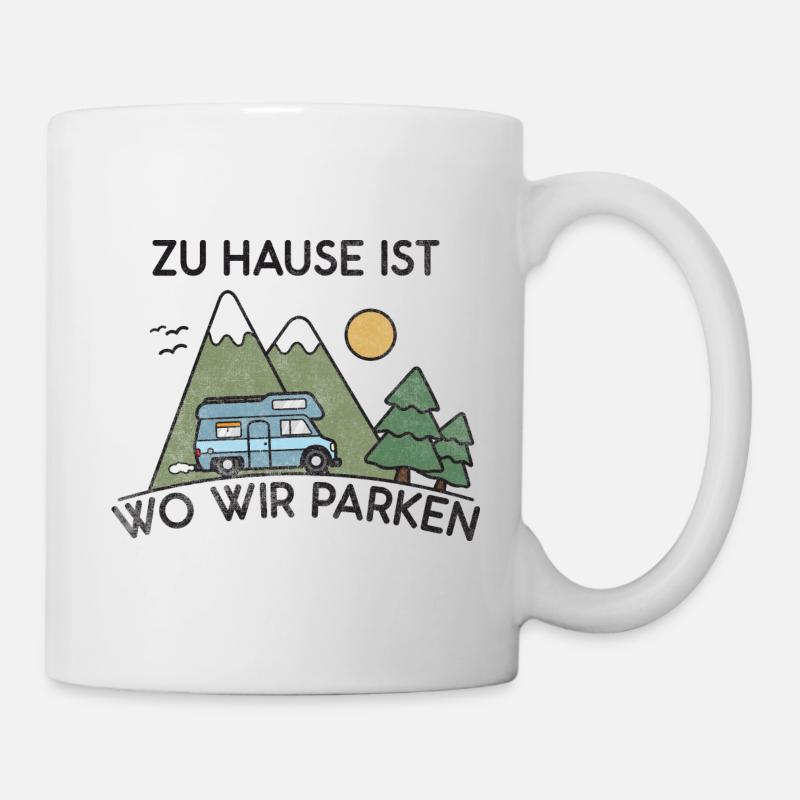 Camping at home is where we park - Mug - white
