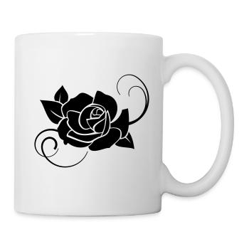 Fleur de rose en noir - Mug blanc - blanc - Droite