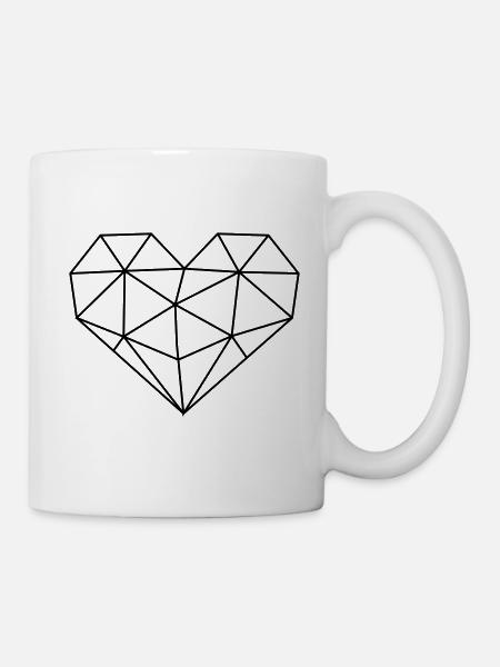 coeur diamant - Mug blanc - blanc