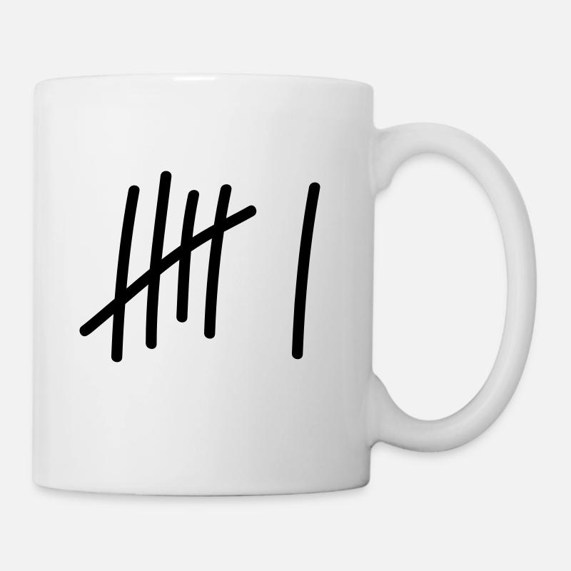6 Striche // 6 Mal // Geburtstag // Geschenk - Tasse - Weiß