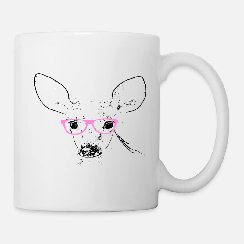 Reh mit Brille - Tasse - Weiß