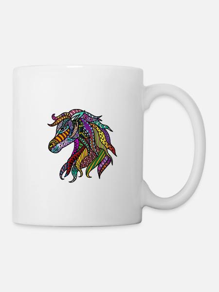 Idée de cadeau étalon cheval coloré AKE Wildhorse - Mug blanc - blanc