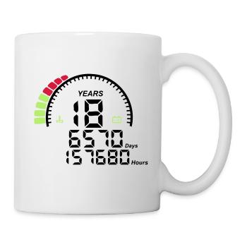 Geburtstagszähler Jahre 18 Jahre - Tasse - Weiß - Rechts