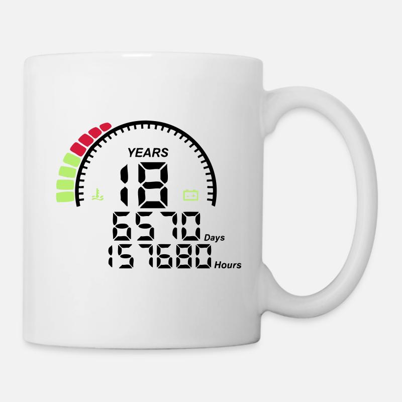 Geburtstagszähler Jahre 18 Jahre - Tasse - Weiß