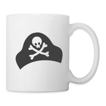Einfache gekreuzte Knochen auf einem Piratenhut - Tasse - Weiß - Rechts