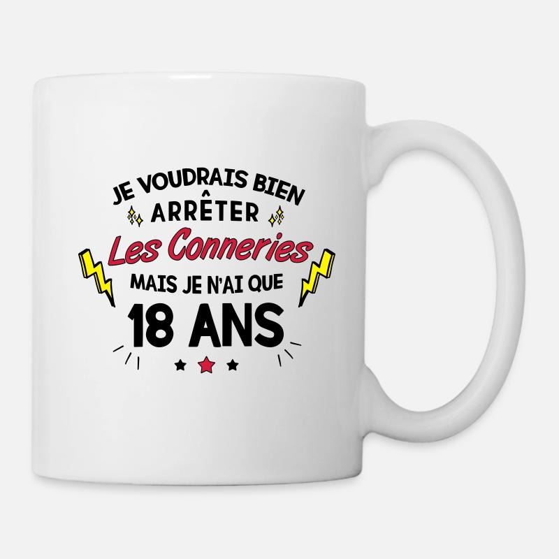 Anniversaire 18 ans humour - Mug blanc - blanc