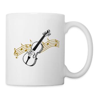 Geige mit Noten / Geige - Tasse - Weiß - Rechts