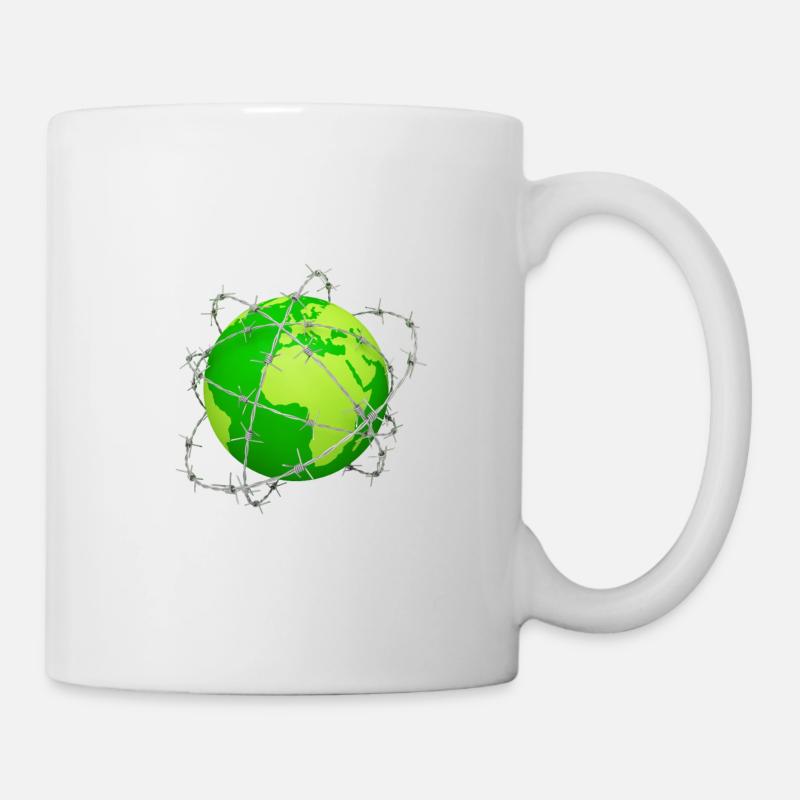 planète terre fil barbelé 3D globe - Mug blanc - blanc