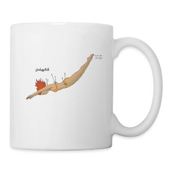Glücksgefühl - Springen - in Farbe - Tasse - Weiß - Rechts