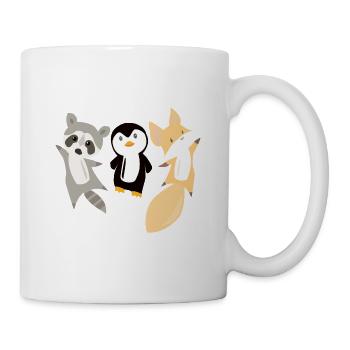 Pinguin Waschbär Fuchs süße Tiere lustiges süß - Tasse - Weiß - Rechts