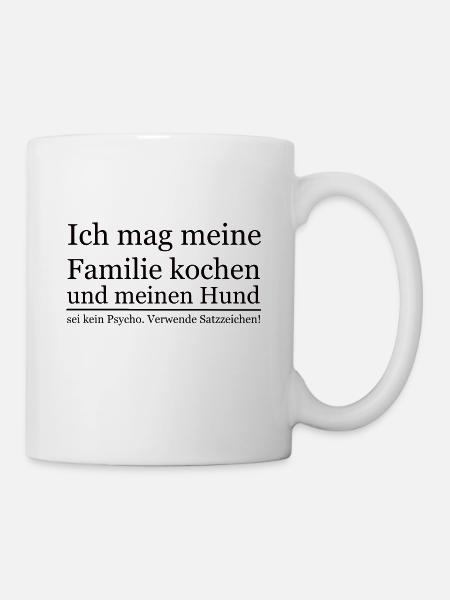 Lehrer Deutsch Spruch Satzzeichen lustig Geschenk - Tasse - Weiß