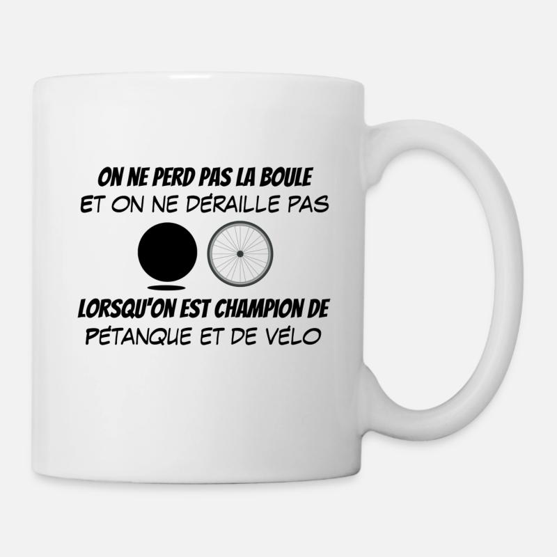 Perdre la boule, dérailler - chamion pétanque vélo - Mug blanc - blanc