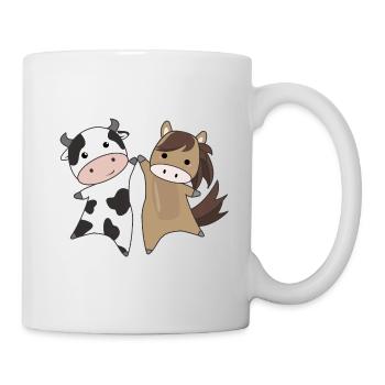 vache cheval ferme doux animaux agriculteurs agriculteur - Mug blanc - blanc - Droite