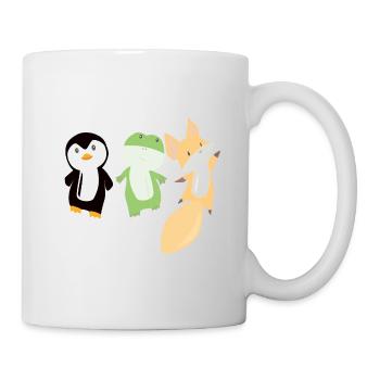 Pinguin Fuchs Frosch lustige Tiere Kids - Tasse - Weiß - Rechts