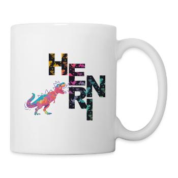 Henri - Schöner Jungen Name mit coolen Dinos - Tasse - Weiß - Rechts