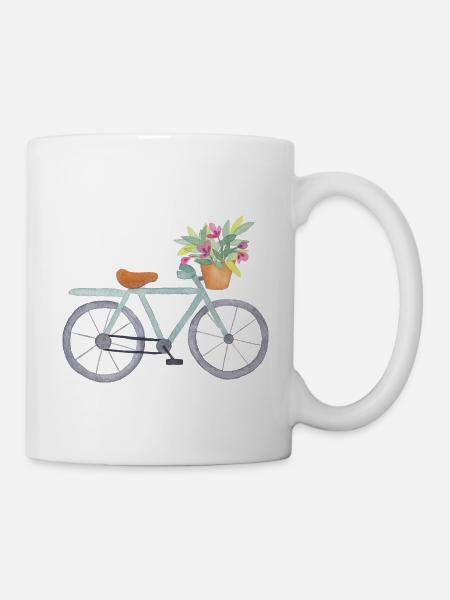 vélo fleuri - Mug blanc - blanc