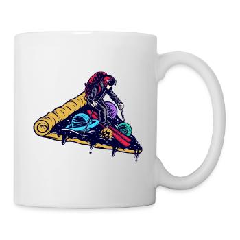 Skiing on a pizza - Mug - white - Right