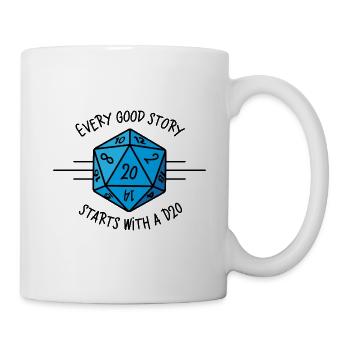 Jede gute Geschichte beginnt mit einer D20 - Tasse - Weiß - Rechts