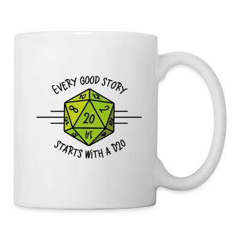 Jede gute Geschichte beginnt mit einer D20 - Tasse - Weiß - Rechts