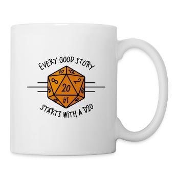 Jede gute Geschichte beginnt mit einer D20 - Tasse - Weiß - Rechts