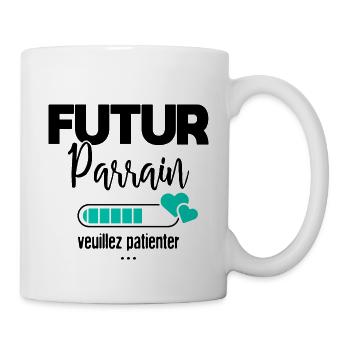 Futur parrain veuillez patienter - Mug blanc - blanc - Droite