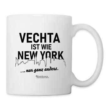 Vechta T-Shirt Spruch wie New York - Tasse - Weiß - Rechts
