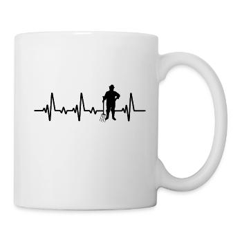 heartbeat farmer t-shirt farmer tractor gardener - Mug - white - Right