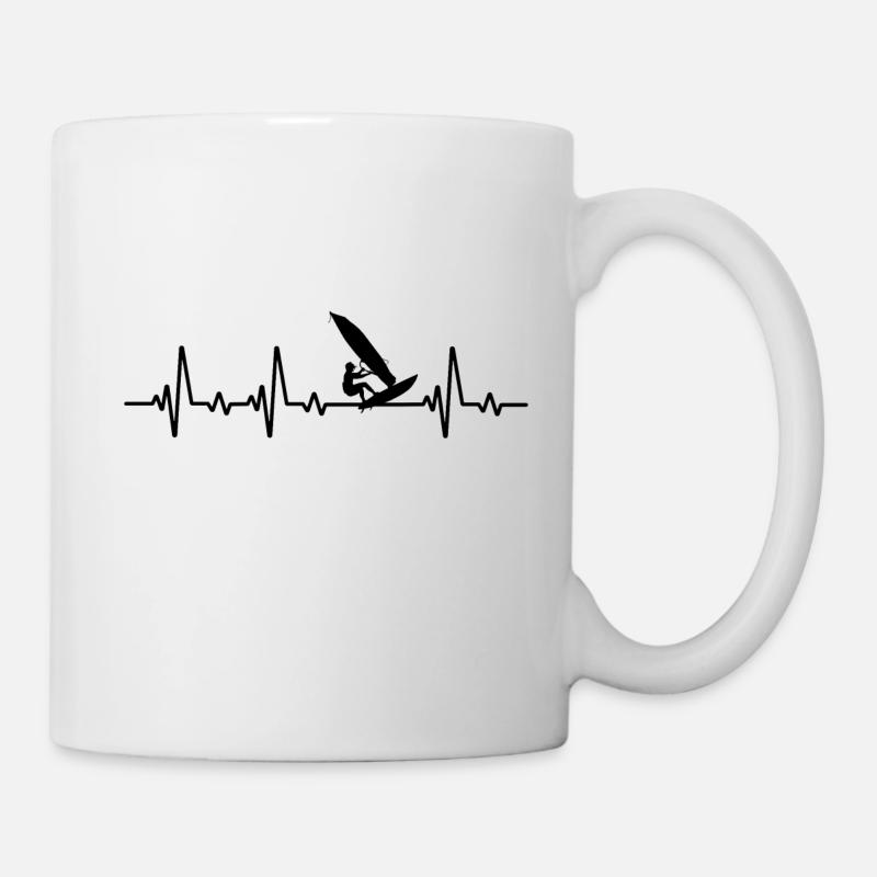 Windsurfen herzschlag windsurfer - Tasse - Weiß