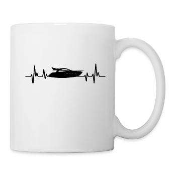 Boating heartbeat yacht yachting boat captain - Mug - white - Right