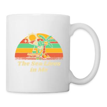 The Sea Lives in Me Beach Motivational Quote Ocean - Tasse - Weiß - Rechts