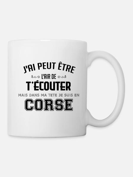 Dans ma tête je suis en corse - cadeau - Mug blanc - blanc
