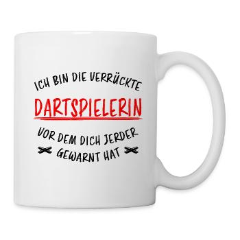 Dartspielerin Witz Spruch Darts Dartpfeil Geschenk - Tasse - Weiß - Rechts