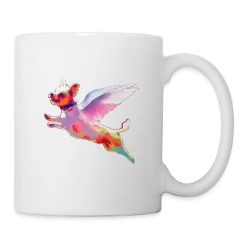 Flying Dog. All pets go to heaven. Dogs are angels - Mug - white - Right