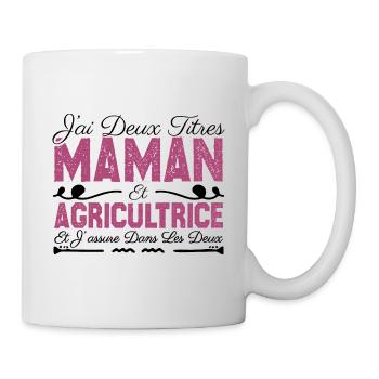 J'ai deux titres maman et Agricultrice.CadeauMaman - Mug blanc - blanc - Droite