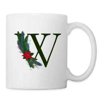 W – dekoratives Schriftzeichen – Weihnachten - Tasse - Weiß - Rechts
