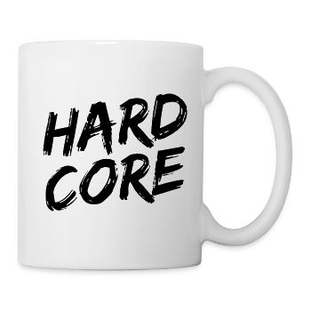 "HARDCORE" Schwarze Pinselschrift - Tasse - Weiß - Rechts