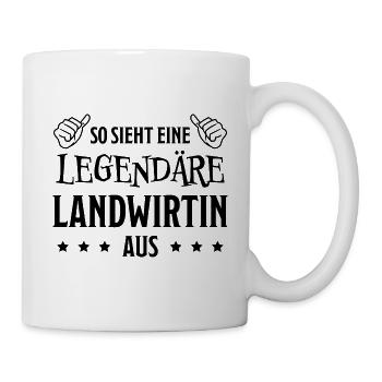 Landwirtin Witz Spruch Traktor Landwirtin Geschenk - Tasse - Weiß - Rechts