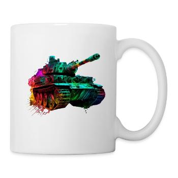 Char de combat principal cool: puissance et force en néon - Mug blanc - blanc - Droite