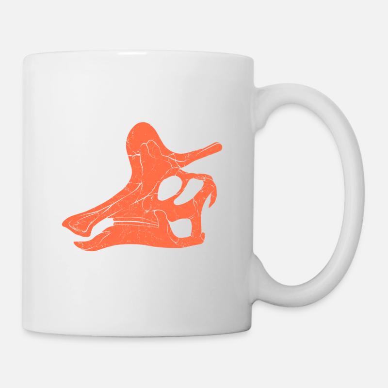 Lambeosaurus Fossilschädel - Tasse - Weiß