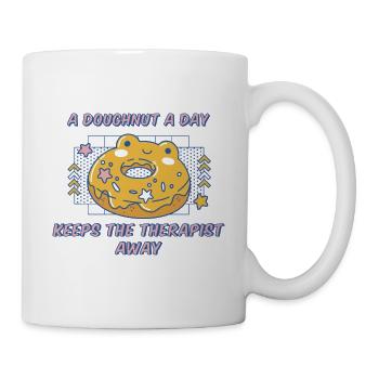Un beignet par jour éloigne le thérapeute drôle - Mug blanc - blanc - Droite